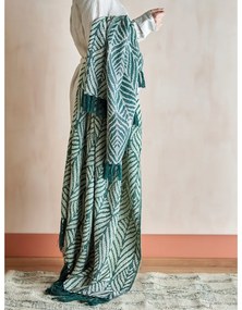 Pătură verde/bej din bumbac reciclat 130x160 cm Ugento – Bloomingville