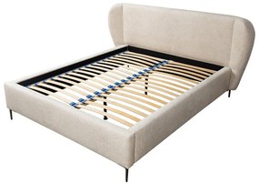 Pat matrimonial bej tapițat cu somieră 180x200 cm Makana – Makamii