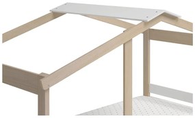 Pat pentru copii alb/natural de tip casă cu aspect de lemn de pin 90x190 cm Angel – Marckeric