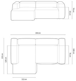 Colțar verde (cu colț pe partea stângă/cu șezlong) Bergamo – Cosmopolitan Design
