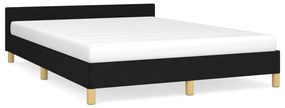 347409 vidaXL Cadru de pat cu tăblie, negru, 140x190 cm, textil