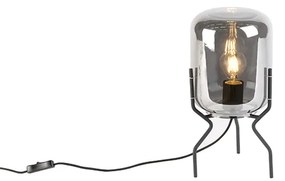 Lampă de masă cu design inteligent neagră cu sticlă fumurie incl. wifi A60 - Bliss