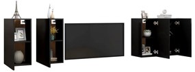 Comode TV, 4 buc., negru, 30,5x30x60 cm, PAL 4, Negru, 30.5 x 30 x 60 cm