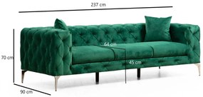 Canapea Fixa Chester cu 3 locuri Clyburn, 237 x 90 x 73 cm
