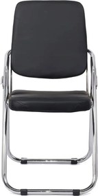 Scaun pliabil negru HRC 609 din piele ecologică și cadru metalic cromat
