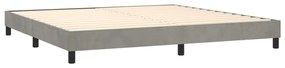 Pat box spring cu saltea, gri deschis, 200x200 cm, catifea Gri deschis, 200 x 200 cm, Design simplu