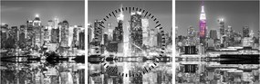 Tablou - New York și zgârie-norii mov (cu ceas) (90x30 cm)