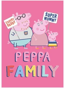 Purcelușa Peppa Pătură Family Pink din polar 100x140cm