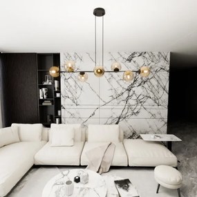 Lustră pe tijă LINEAR 8xE14/10W/230V negru/bej