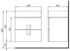 Mobilier pentru lavoar Kolo, Twins, 2 sertare, alb, 60 cm