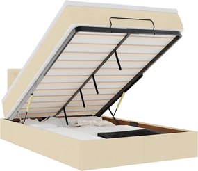 vidaXL Cadru de pat otoman cu saltea crem 120x200cm stofa