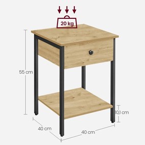 Masuta de cafea cu sertar TAYLOR ARTISAN 40x40 cm
