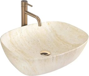 Lavoar pe blat Rea Freja Travertine dreptunghiular 51 cm mat