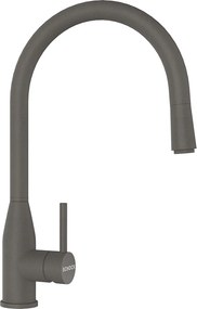 Baterie bucatarie Schock Kavus Cristadur Silverstone cu cap extractibil, aspect granit, cartus ceramic, gri inchis