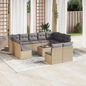 vidaXL Set canapele de grădină cu perne, 12 piese, bej, poliratan
