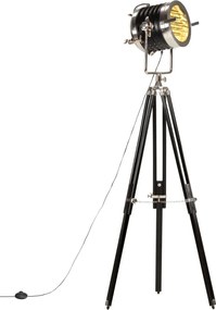 vidaXL Lampă de podea cu trepied, negru, 171 cm, lemn masiv de mango