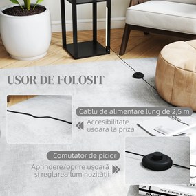 HOMCOM Lampă de Podea cu 4 Rafturi și 3 Luminozități Reglabile 29x29x163cm Negru | Aosom Romania