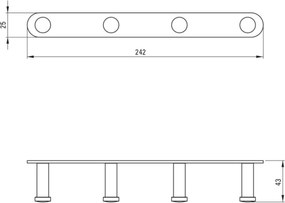 🛁 Cârlig cvadruplu JASMIN, finisaj nero mat – Cod ADJ_N14L