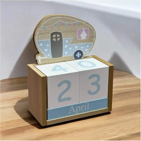 Calendar decorativ din Lemn, BLUE ,   14 x 7 x 18 cm