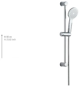 Set de duș argintiu din oțel inoxidabil 60 cm cu duș de mână, cu suport glisant No. 2 – Allstar