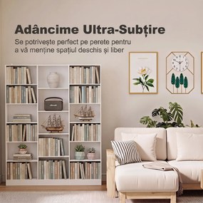 HOMCOM Bibliotecă cu Polițe Reglabile și Sistem Anti-Răsturnare din PAL, 149 x 23,6 x 188 cm, Albă | Aosom Romania