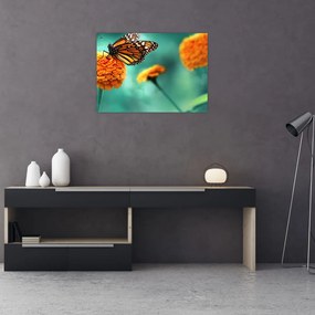 Tablou pe sticlă cu fluture (70x50 cm)