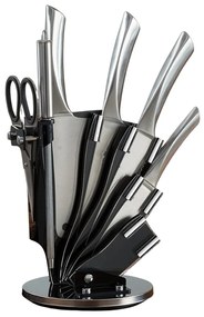 Set cutite inox cu suport Royalty line RL KSS600, cu instrument de ascutire si foarfeca de bucatarie