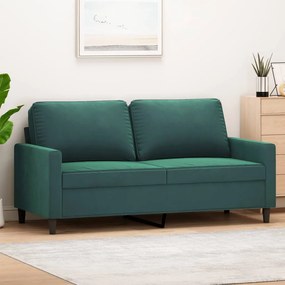 359201 vidaXL Canapea cu 2 locuri, verde închis, 140 cm, catifea