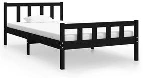 810668 vidaXL Cadru de pat, negru, 90x200 cm, lemn masiv