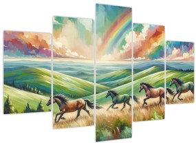 Tablou – Cai galopând prin peisaj (150x105 cm)