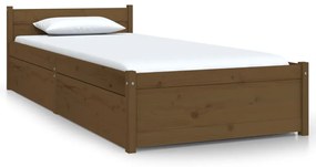 3103476 vidaXL Cadru de pat cu sertare, maro miere, 75x190 cm 2FT6 mic single