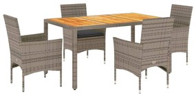 3278677 vidaXL Set mobilier grădină cu perne 5 piese gri poliratan/lemn acacia