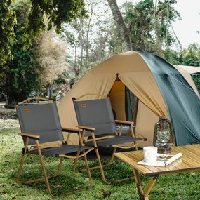 Outsunny Set 2 Scaune de Camping Pliabile cu Cotiere, 54x59x78 cm, Gri Închis | Aosom Romania