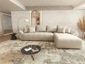Colțar extensibil dumonde cu ladă de depozitare si sezut confortabil din spuma high-density, Berlin XL Enjoy Beige 350x185 cm II