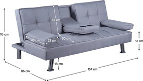 Canapea extensibilă, gri, GOLDIA NEW