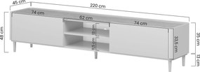 Comodă TV Elivo 220 cm pe picioare - cașmir / stejar uleiat
