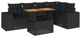 3327373 vidaXL Set mobilier de grădină cu perne, 6 piese, negru, poliratan