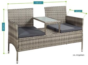Mobilier de grãdinã Polirattan "Monaco" gri deschis cu perne gri închis