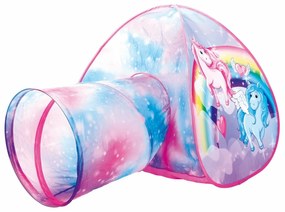 Cort de joacă cu tunel Bino Unicorn, 165 x 95 x 85 cm,