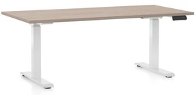 Masa inaltime reglabila OfficeTech C, 160 x 80 cm, bază albă, stejar