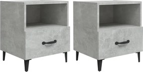 vidaXL Noptiere, 2 buc., gri beton, lemn prelucrat