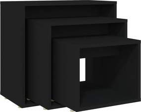 vidaXL Măsuțe suprapuse, 3 buc., negru, PAL