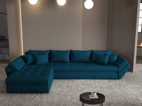 Colțar extensibil dumonde cu ladă de depozitare si sezut confortabil din spuma high-density, Loana XL Enjoy Petrol 335x185 cm