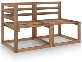 Set mobilier de gradina, 2 piese, maro, lemn pin tratat 1, Maro, Canapea de centru + canapea de colt