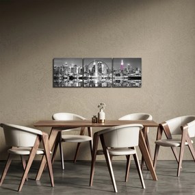 Tablou - New York și zgârie-norii mov (cu ceas) (90x30 cm)