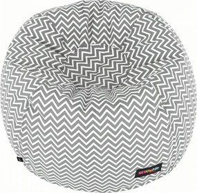Fotoliu puf GOMBY, gri/alb, material textil, 60x50x60 cm