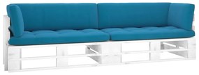 Canapea din paleti cu 2 locuri, cu perne, lemn pin alb tratat Albastru, Canapea cu 2 locuri, Alb, 1