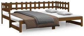 820774 vidaXL Pat de zi extensibil, maro miere, 2x(90x200) cm, lemn masiv pin