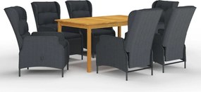 vidaXL Set mobilier de grădină, 7 piese, gri închis