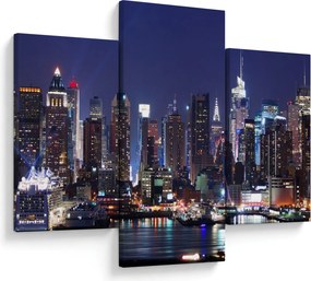 Tablou - Zgârie-nori din New York iluminate (90x60 cm)